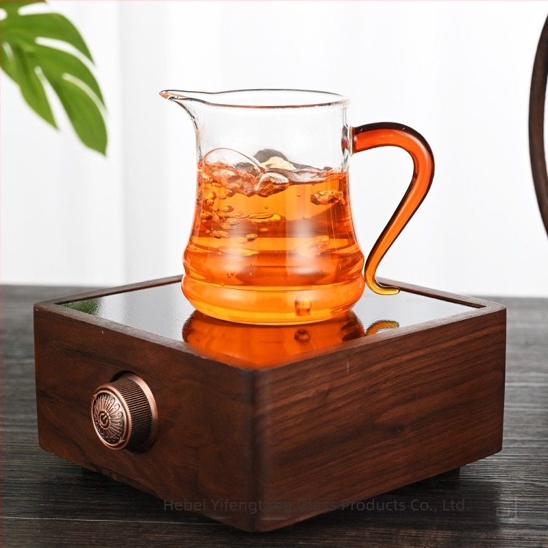 Set de cești din sticlă borosilicat de înaltă calitate pentru ceremonia de ceai Kung Fu acasă, cu tavă de ceai și ceașcă triunghiulară de sticlă