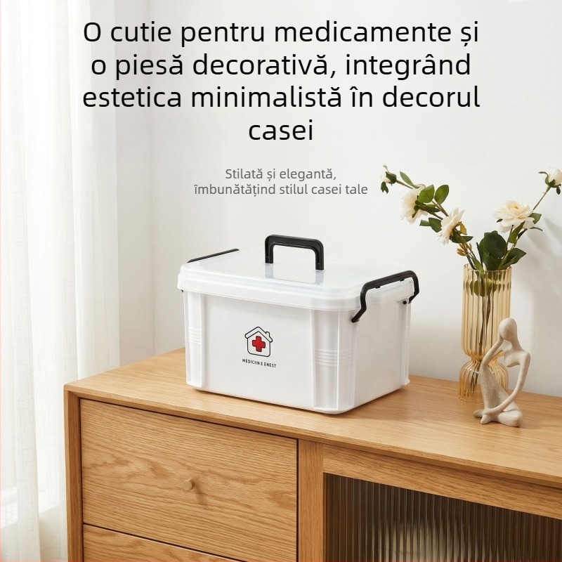 Cutie de medicamente pentru uz casnic, capacitate mare, 12 compartimente pentru distribuire și depozitare medicamente