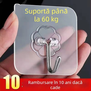 Cuier de bucătărie pentru depozitare, ventuze transparente, montaj fără găuri, pentru perete sau ușă, suport de până la 1 kg