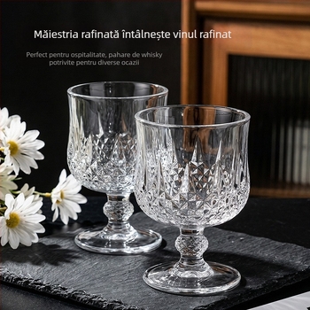 Set de 4 pahare de vin, stil european, cu tăietură în formă de diamant
