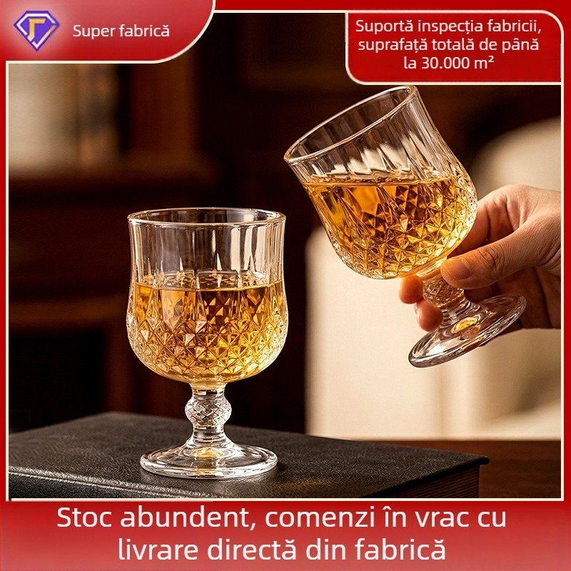 Set de 4 pahare de vin, stil european, cu tăietură în formă de diamant