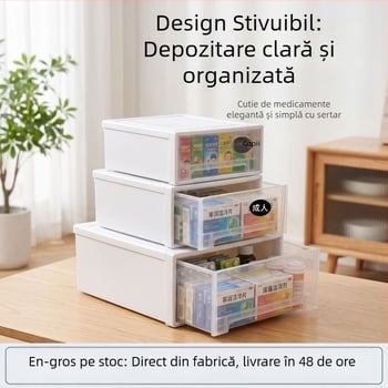 Cutie de depozitare pentru medicamente cu sertare, organizator pentru uz casnic, dulap medical de stocare