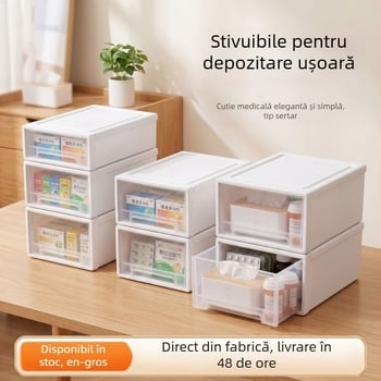Cutie de depozitare pentru medicamente cu sertare, organizator pentru uz casnic, dulap medical de stocare