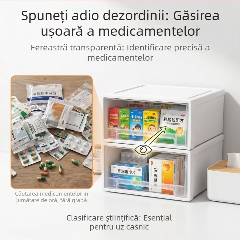 Cutie de depozitare pentru medicamente cu sertare, organizator pentru uz casnic, dulap medical de stocare