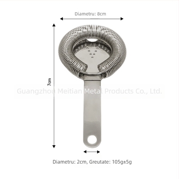 Filtru Hawthorne din oțel inoxidabil pentru bar – pentru gheață zdrobită și pulpă de lămâie, unealtă pentru tejghea