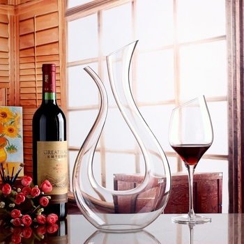 Decantor de vin din cristal fără plumb, cu logo personalizat, turnare manuală, corp monobloc, design creativ