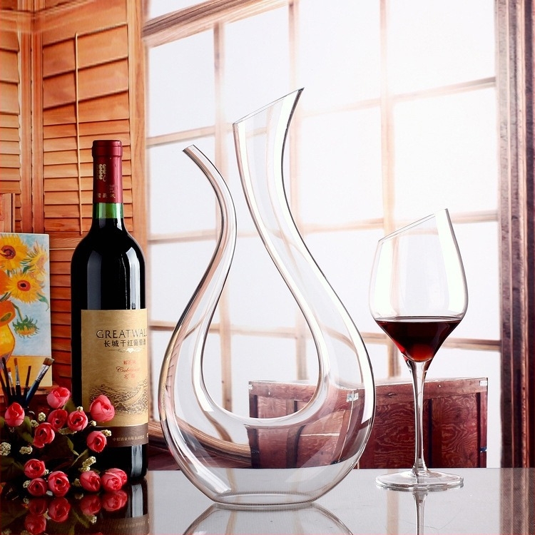 Decantor de vin din cristal fără plumb, cu logo personalizat, turnare manuală, corp monobloc, design creativ