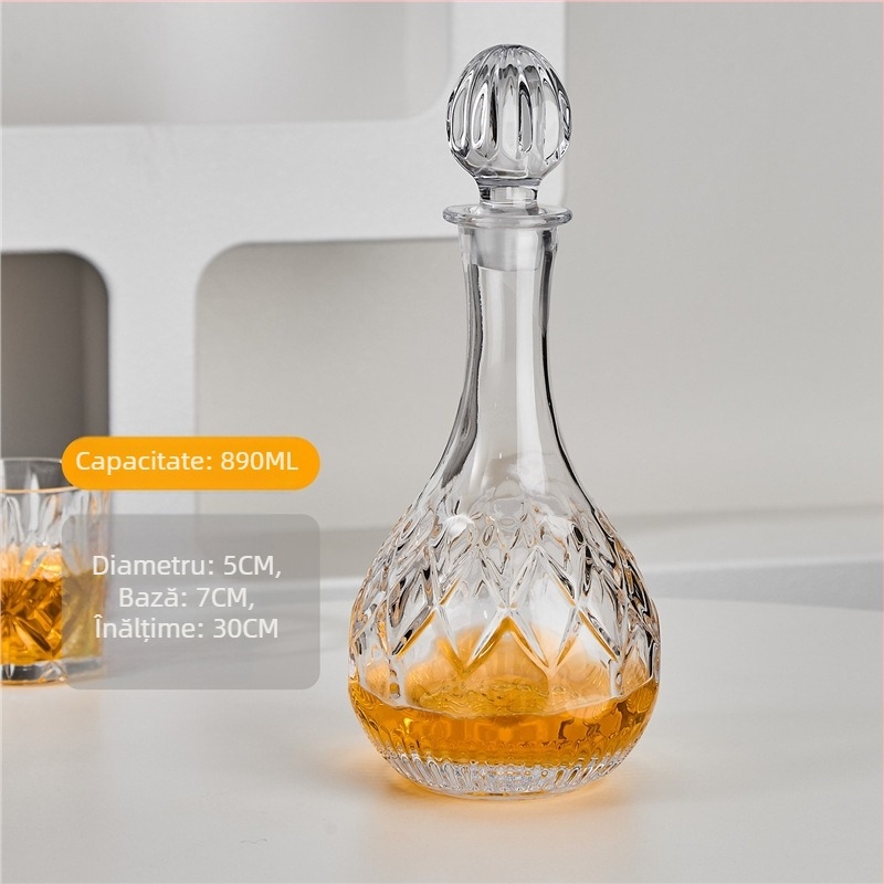 Decantor din sticlă, în stil european, pentru whisky și vin, 750 ml