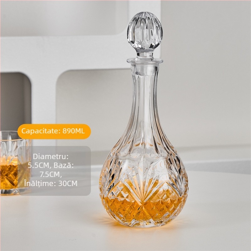 Decantor din sticlă, în stil european, pentru whisky și vin, 750 ml