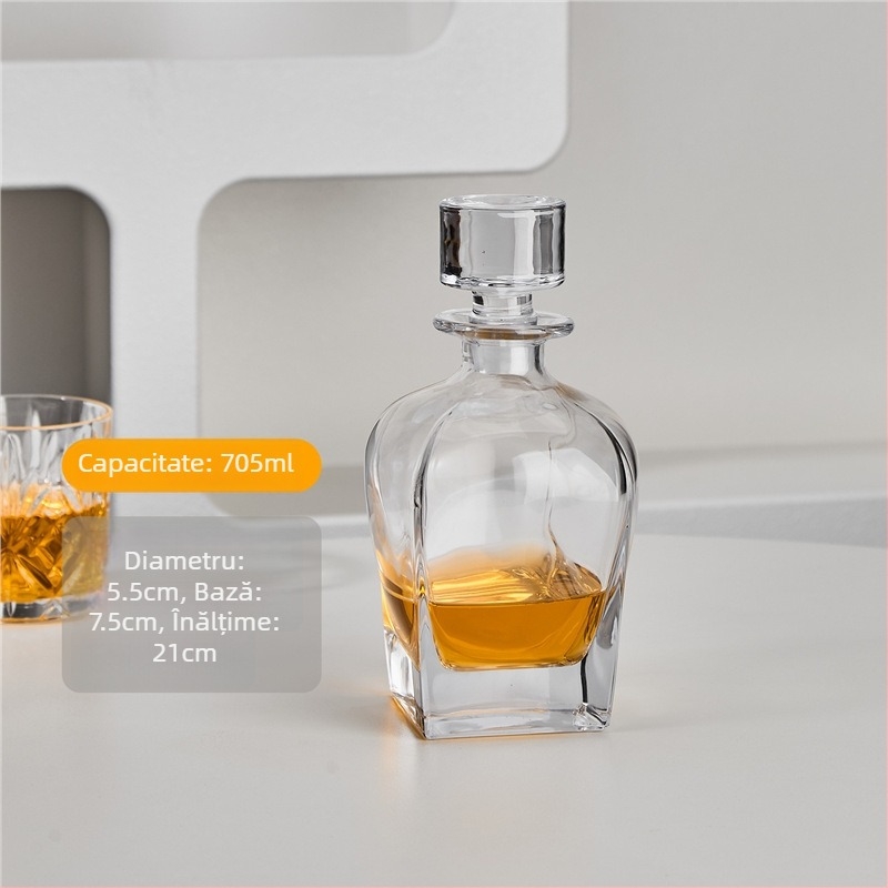 Decantor din sticlă, în stil european, pentru whisky și vin, 750 ml