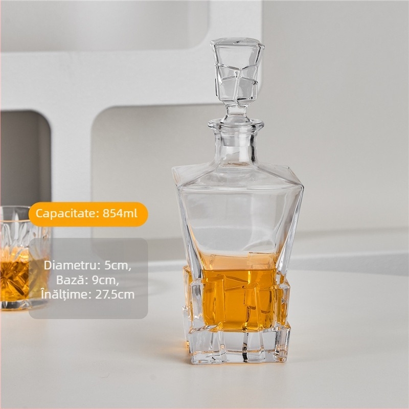Decantor din sticlă, în stil european, pentru whisky și vin, 750 ml