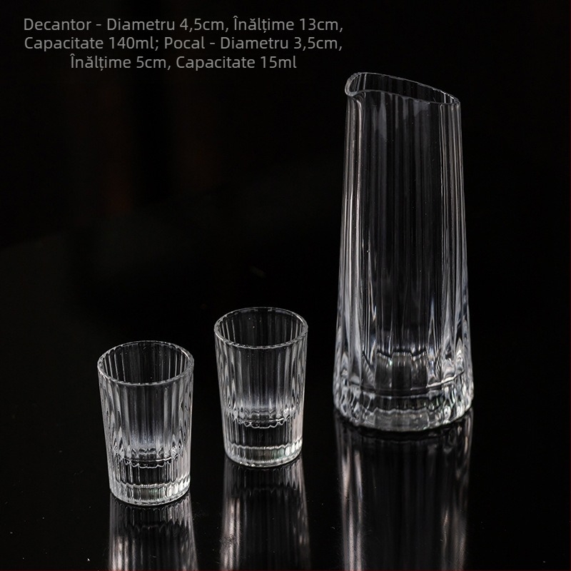 Set decantator cu cioc de turnare și pahar de măsurare cu scară, sticlă borosilicat de înaltă rezistență, 101–200 ml, pentru uz casnic și hotelier