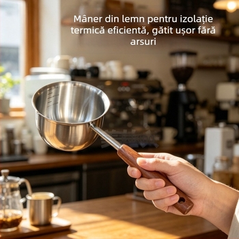 Oală din oțel inoxidabil 304, mâner lung, pentru turnat ulei, încălzire lapte și prăjit ouă
