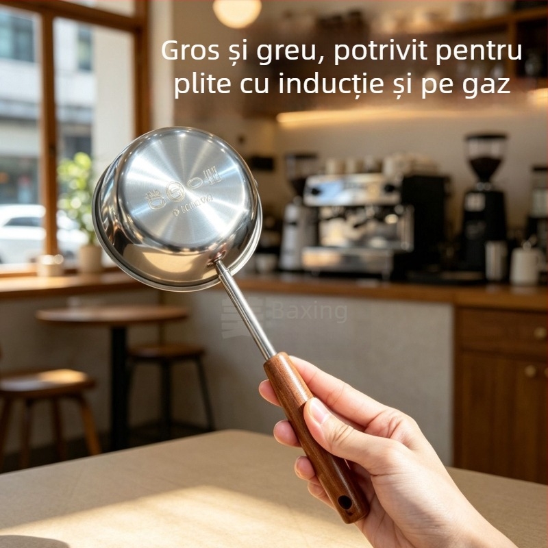 Oală din oțel inoxidabil 304, mâner lung, pentru turnat ulei, încălzire lapte și prăjit ouă