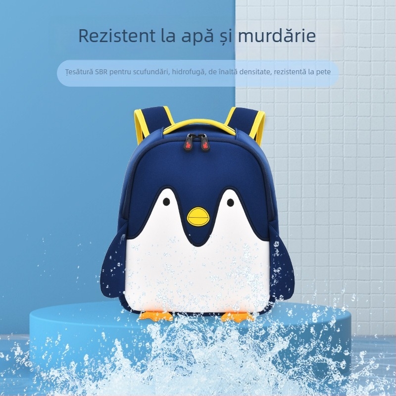 Rucsac unisex pentru grădiniță, cu imprimeu pinguin și logo imprimat, respirabil, ușor și design anti-pierdere