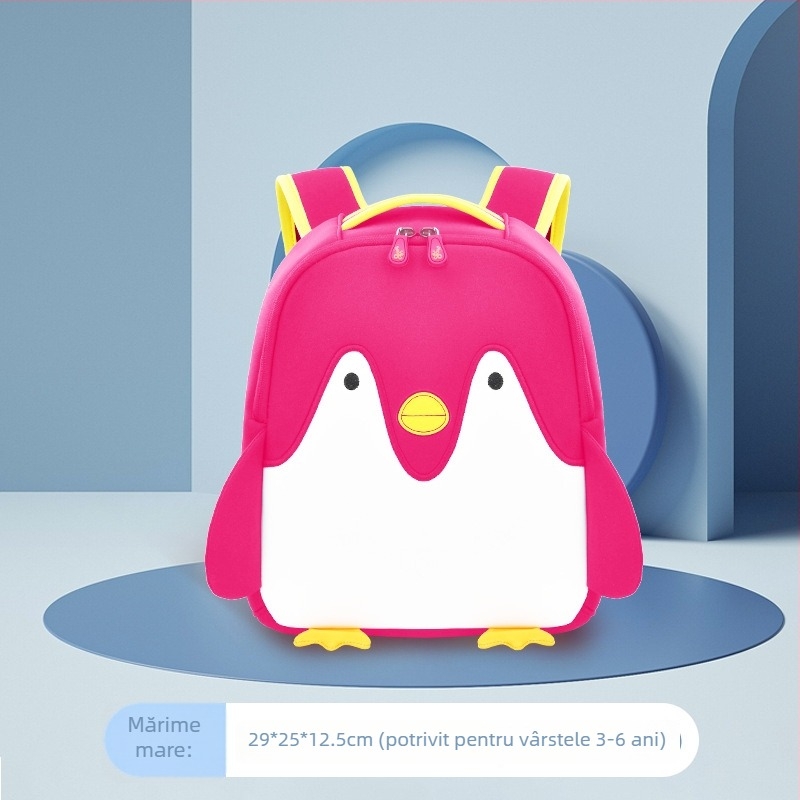 Rucsac unisex pentru grădiniță, cu imprimeu pinguin și logo imprimat, respirabil, ușor și design anti-pierdere