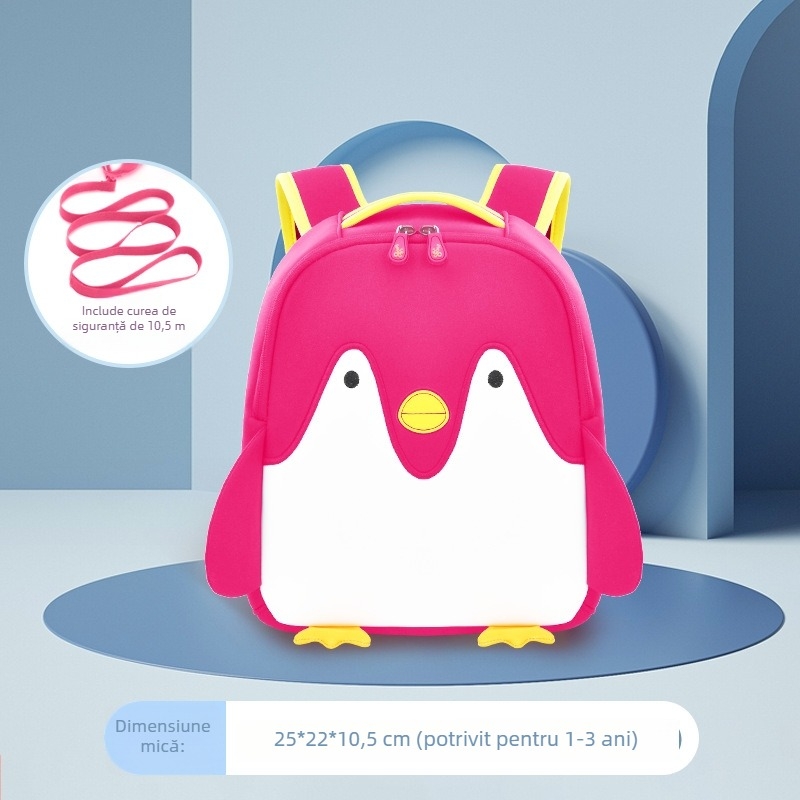 Rucsac unisex pentru grădiniță, cu imprimeu pinguin și logo imprimat, respirabil, ușor și design anti-pierdere
