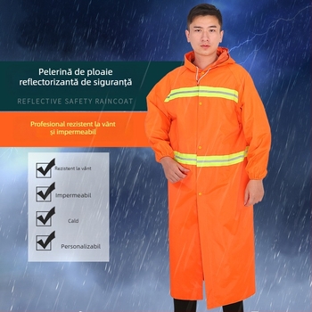 Pelerină impermeabilă reflectorizantă lungă pentru servicii de salubritate, bărbați, XXL, poncho de patrulare