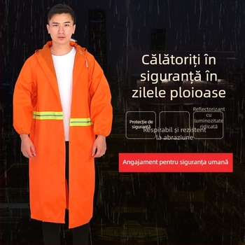 Pelerină impermeabilă reflectorizantă lungă pentru servicii de salubritate, bărbați, XXL, poncho de patrulare