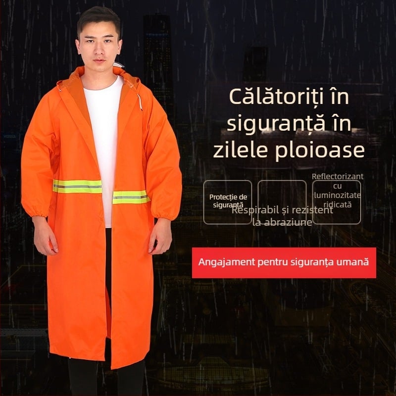 Pelerină impermeabilă reflectorizantă lungă pentru servicii de salubritate, bărbați, XXL, poncho de patrulare