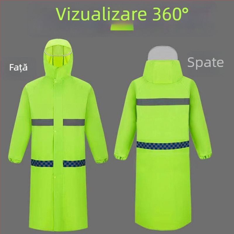 Pelerină impermeabilă reflectorizantă lungă pentru servicii de salubritate, bărbați, XXL, poncho de patrulare