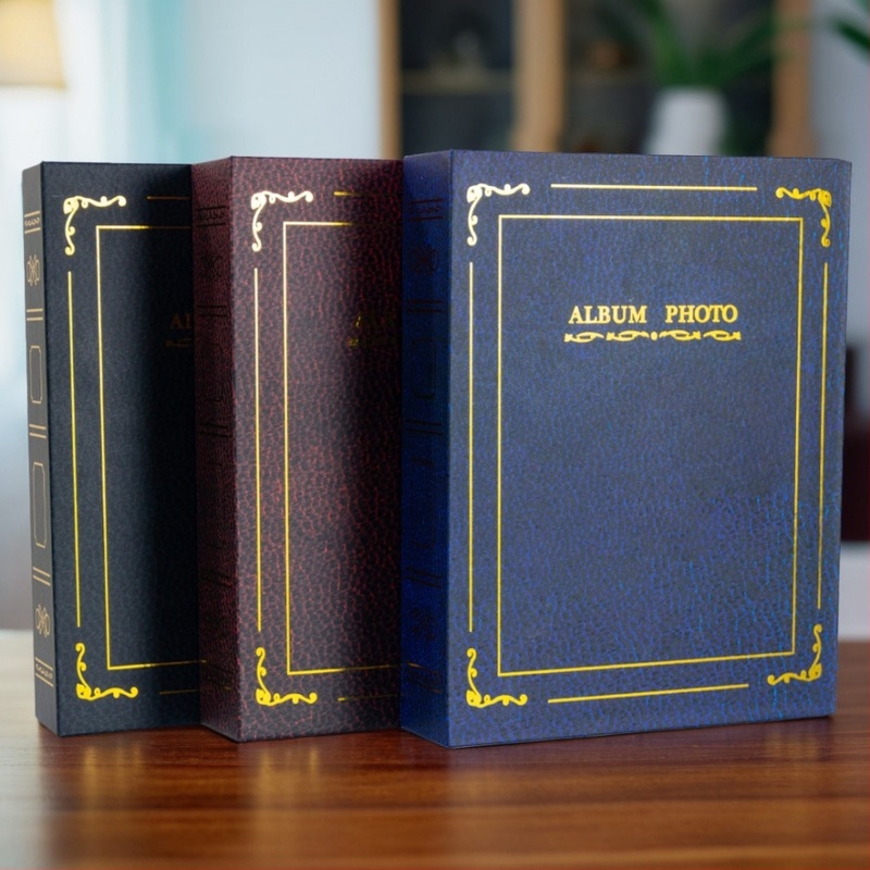 Album foto 4x6 inch, 100 pagini intercalate, stil european clasic, copertă cu folie aurie, album pentru copii