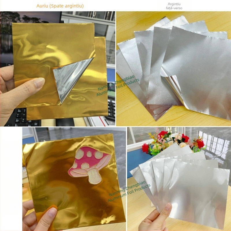 Artă din folie de tin 70 mm, realizată manual, cu folie de aluminiu aurie, folie de tin gravată argintie și pandantiv gravat