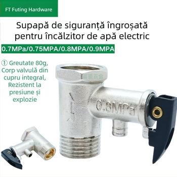 Valvă de siguranță pentru boiler electric, cu supapă de control și supapă de eliberare a presiunii, finisaj electroplacat, versiune îngroșată, pentru Midea Kitchen Treasure