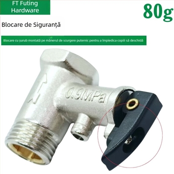Valvă de siguranță pentru boiler electric, cu supapă de control și supapă de eliberare a presiunii, finisaj electroplacat, versiune îngroșată, pentru Midea Kitchen Treasure