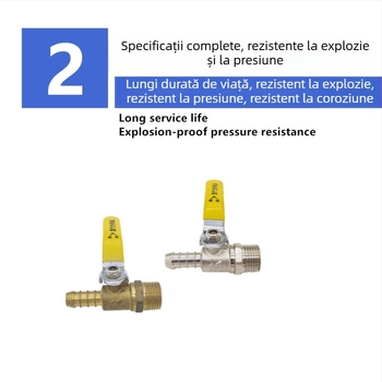 Ventil de gaz din cupru, 1/2 inch, filet extern și intern, duză unică, mâner lung, pentru aragaz și conductă de gaz