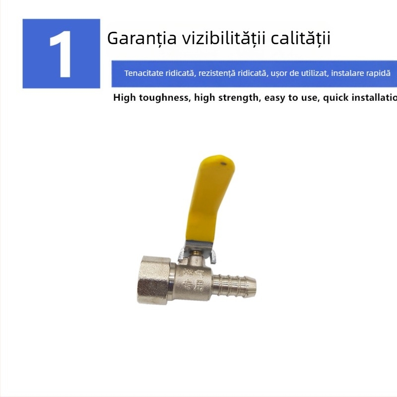 Ventil de gaz din cupru, 1/2 inch, filet extern și intern, duză unică, mâner lung, pentru aragaz și conductă de gaz