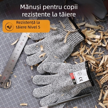 Mănuși anti-tăiere pentru copii, pentru sculptură în lemn, rezistente la abraziune, antiderapante, ușoare, protecție împotriva tăierii nivel 5, respirabile pentru băieți și fete