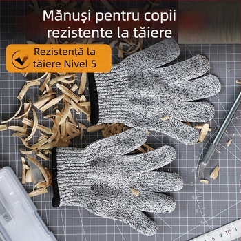 Mănuși anti-tăiere pentru copii, pentru sculptură în lemn, rezistente la abraziune, antiderapante, ușoare, protecție împotriva tăierii nivel 5, respirabile pentru băieți și fete