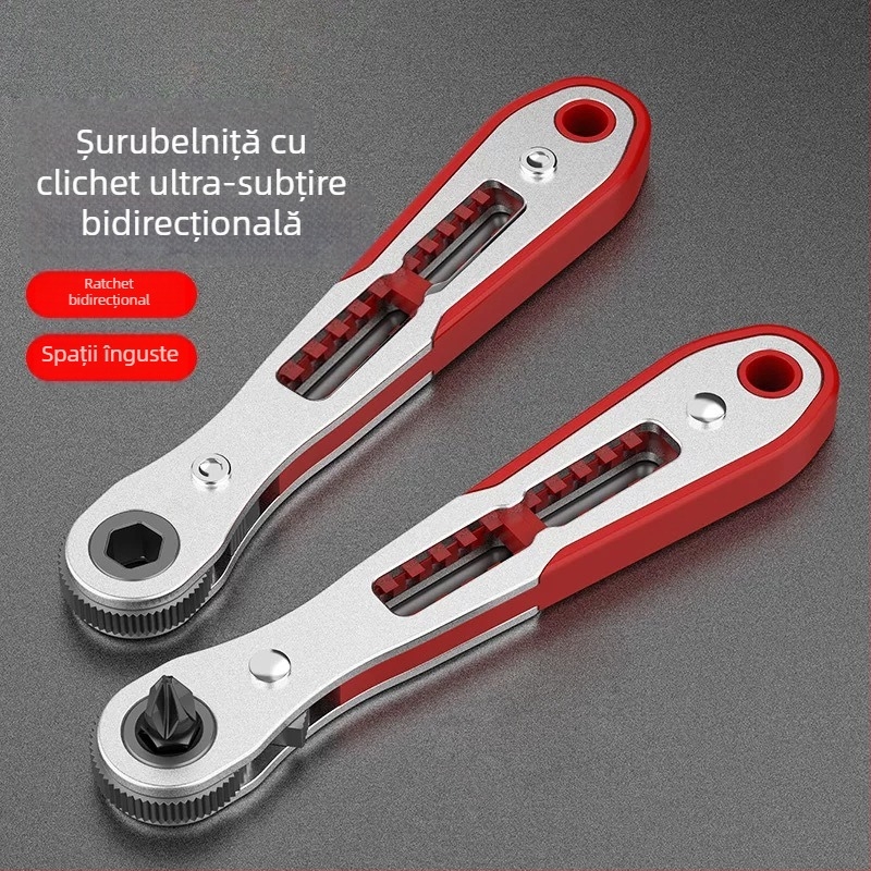 Șurubelniță cu ratchet, 36 dinți, pentru spații înguste, bidirecțională, cu cap hexagonal în unghi
