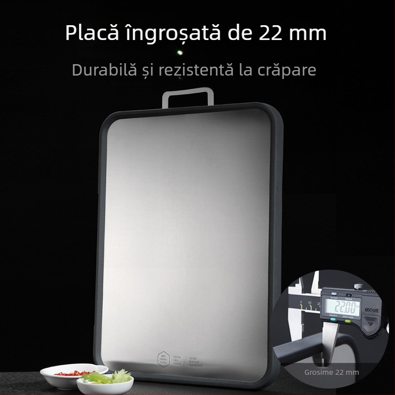 tocător mare din oțel inoxidabil 304, cu două fețe, gros, pentru bucătărie