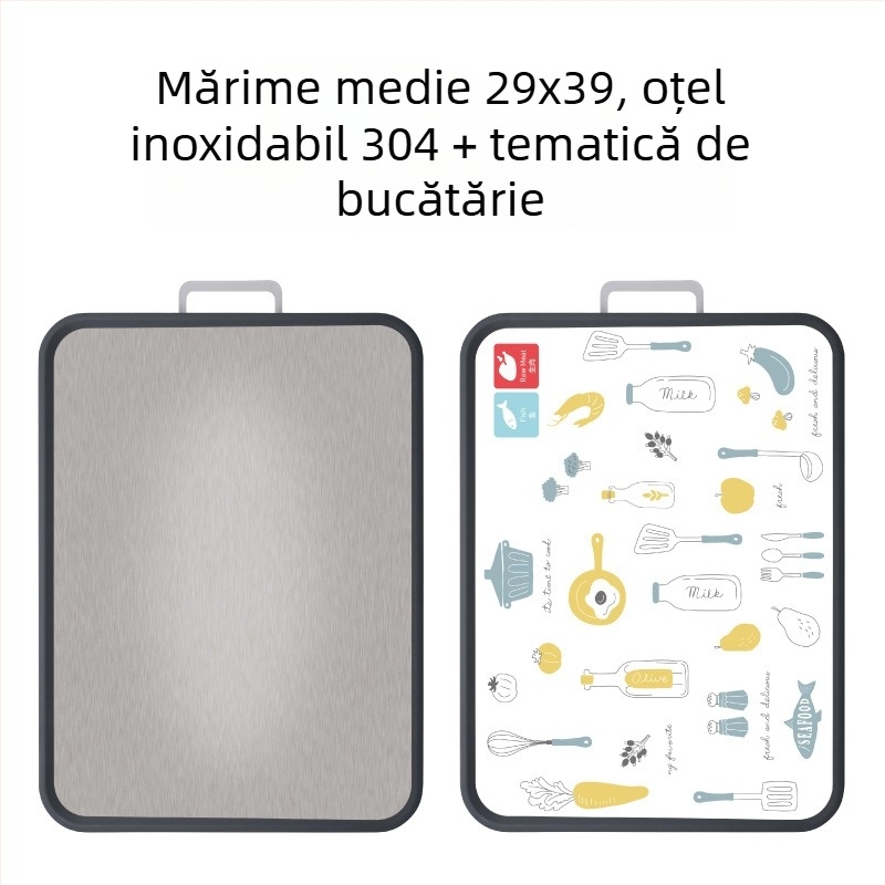 tocător mare din oțel inoxidabil 304, cu două fețe, gros, pentru bucătărie