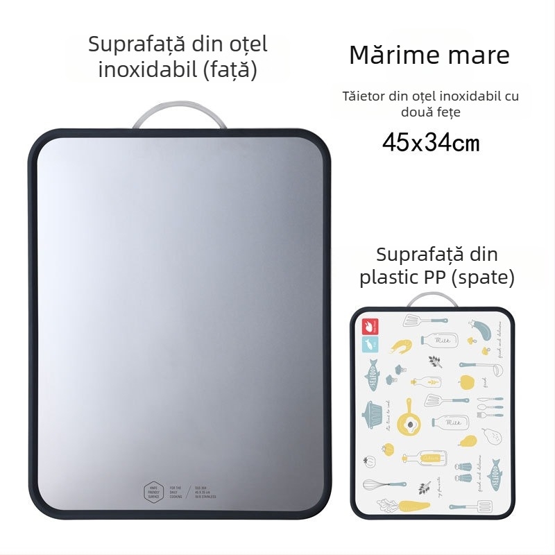 tocător mare din oțel inoxidabil 304, cu două fețe, gros, pentru bucătărie