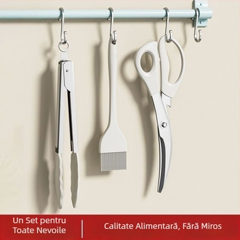 Set pentru grătar: clește din oțel inoxidabil, clips pentru alimente și pensulă de silicon pentru uns