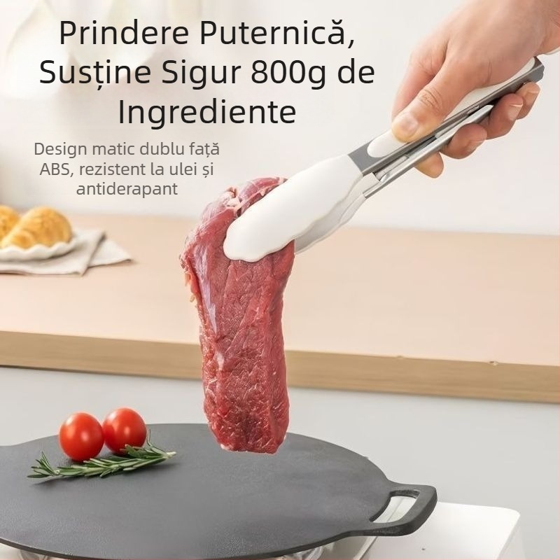 Set pentru grătar: clește din oțel inoxidabil, clips pentru alimente și pensulă de silicon pentru uns