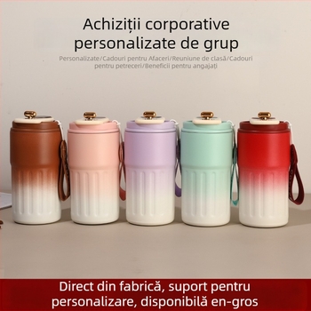 Cană inteligentă de cafea din oțel inoxidabil 316, termos, curea cu bandă gradient, portabilă, unisex