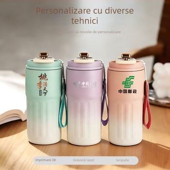 Cană inteligentă de cafea din oțel inoxidabil 316, termos, curea cu bandă gradient, portabilă, unisex