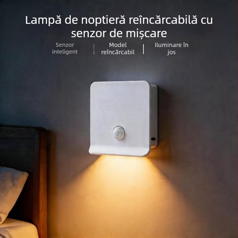 Laishen lampă LED reîncărcabilă cu senzor de mișcare inteligent, bază magnetică, veioză de noapte pentru dormitor și hol