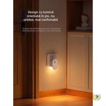 Lampă nocturnă cu senzor de mișcare, la priză, pentru scări, holuri și coridoare