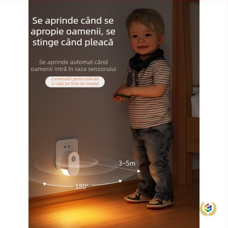 Lampă nocturnă cu senzor de mișcare, la priză, pentru scări, holuri și coridoare