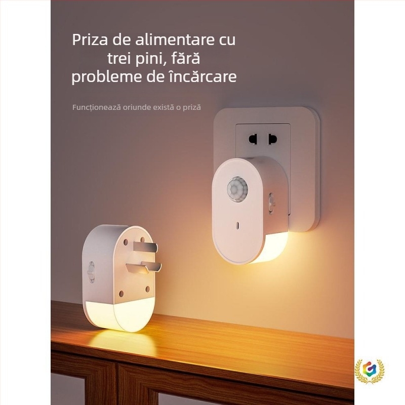 Lampă nocturnă cu senzor de mișcare, la priză, pentru scări, holuri și coridoare