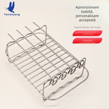Gril din oțel inoxidabil, accesoriu pentru cuptor, suport vertical pentru frigărui pentru friteuză cu aer