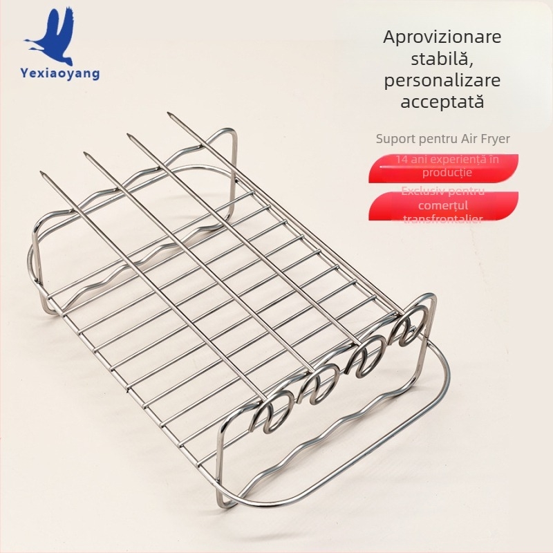 Gril din oțel inoxidabil, accesoriu pentru cuptor, suport vertical pentru frigărui pentru friteuză cu aer