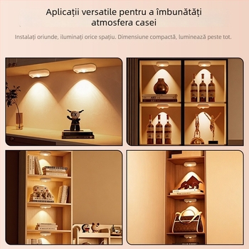 Lumină LED pentru dulap cu senzor, baterie reîncărcabilă, formă de ochi de pisică, fără cabluri, iluminare decorativă pentru vitrină de vin, iluminare cu senzor de mișcare
