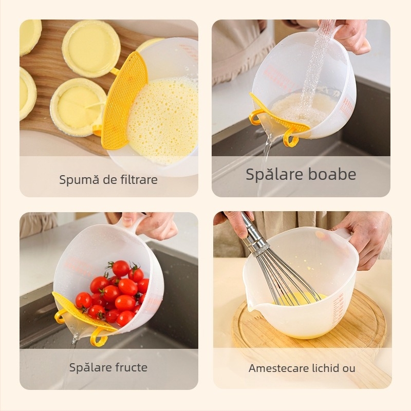 Vas pentru decorarea prăjiturilor și amestecarea culorilor, cu filtru și măsurător pentru glazură din pastă de fasole roșie, vas de amestecare și bătut pentru cofetărie casnică
