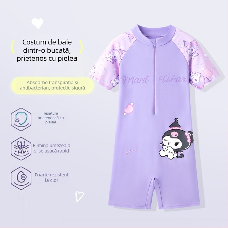 Costum de baie pentru copii, model nou, cu imprimeu drăguț desen animat, dintr-o singură piesă, pentru plajă